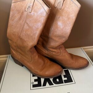 Frye Light Brown Leather Western Boots